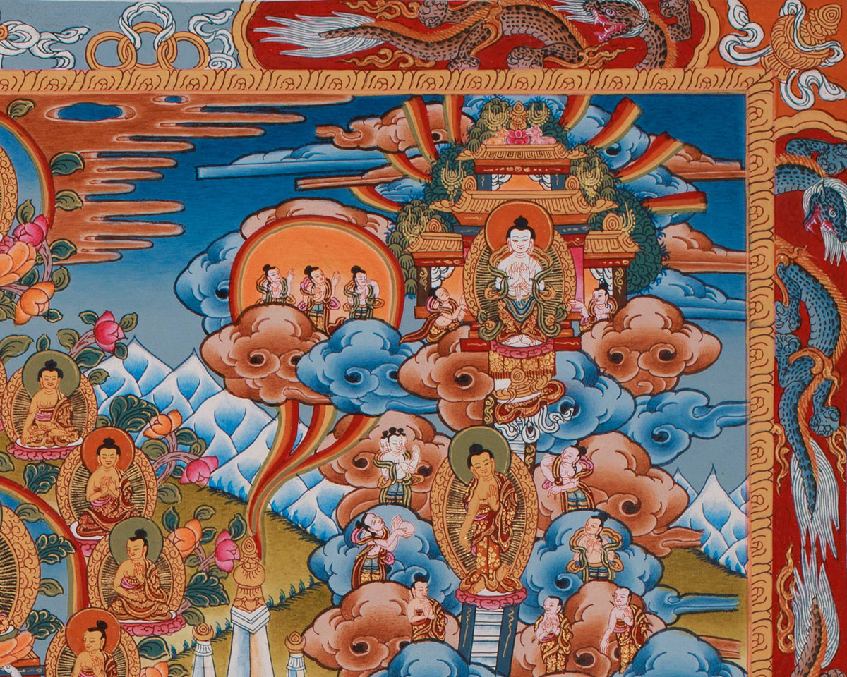Traditional Thangka of Buddha's Life Story | Journey From Birth to Enlightenment