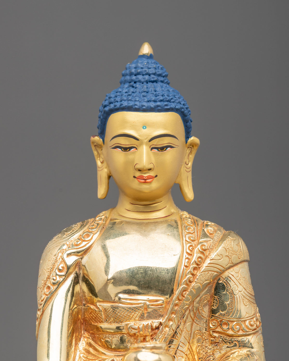 Bodhgaya Shakyamuni Buddha Statue | Gold Plated Buddhist Sculpture