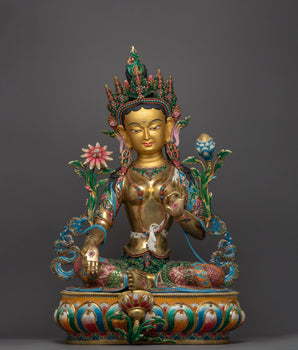 green-tara-beautiful-colored-sculpture