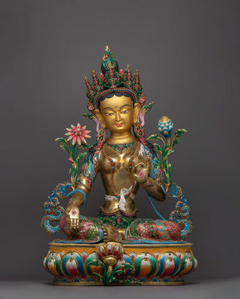 green-tara-beautiful-colored-sculpture