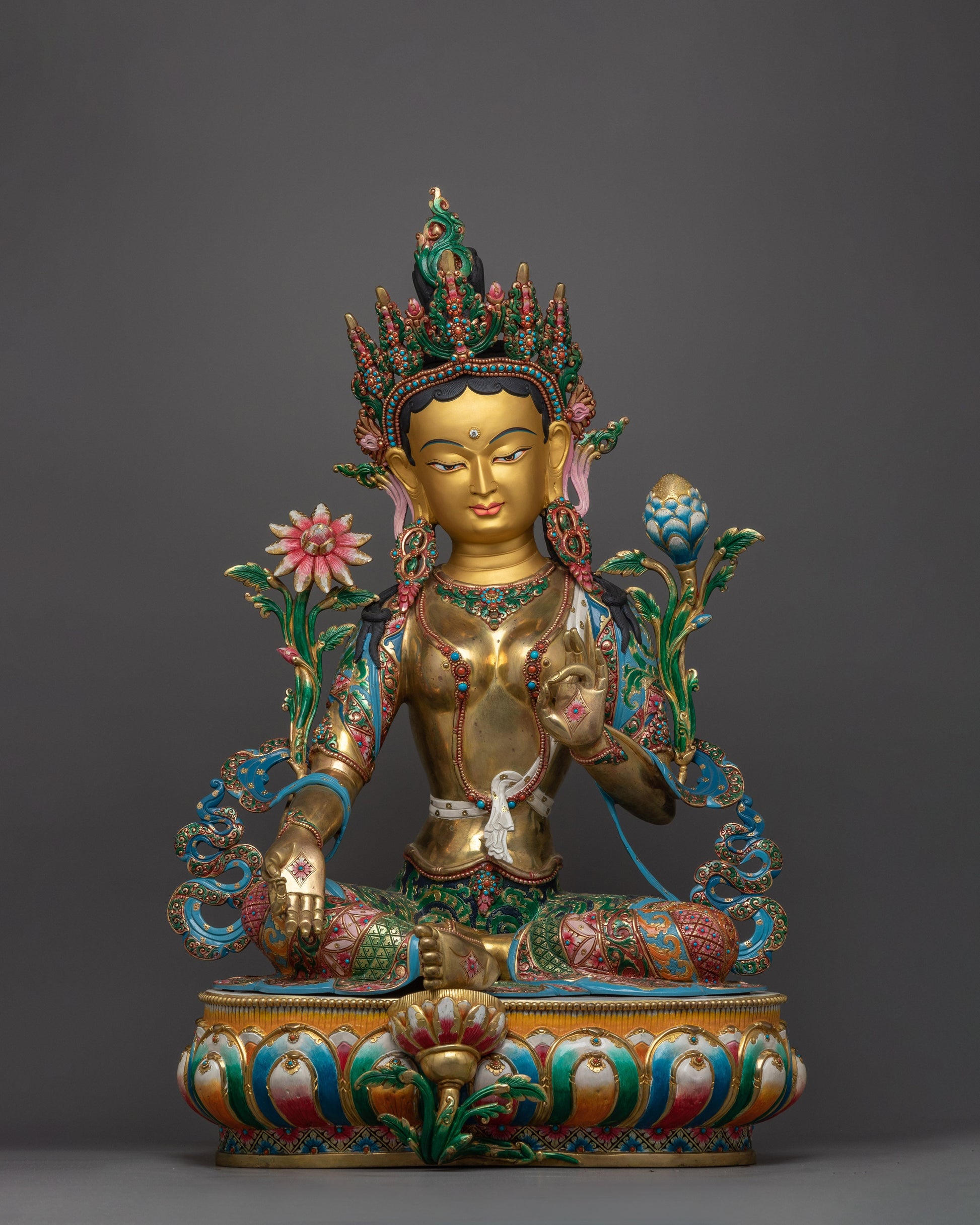 green-tara-beautiful-colored-sculpture