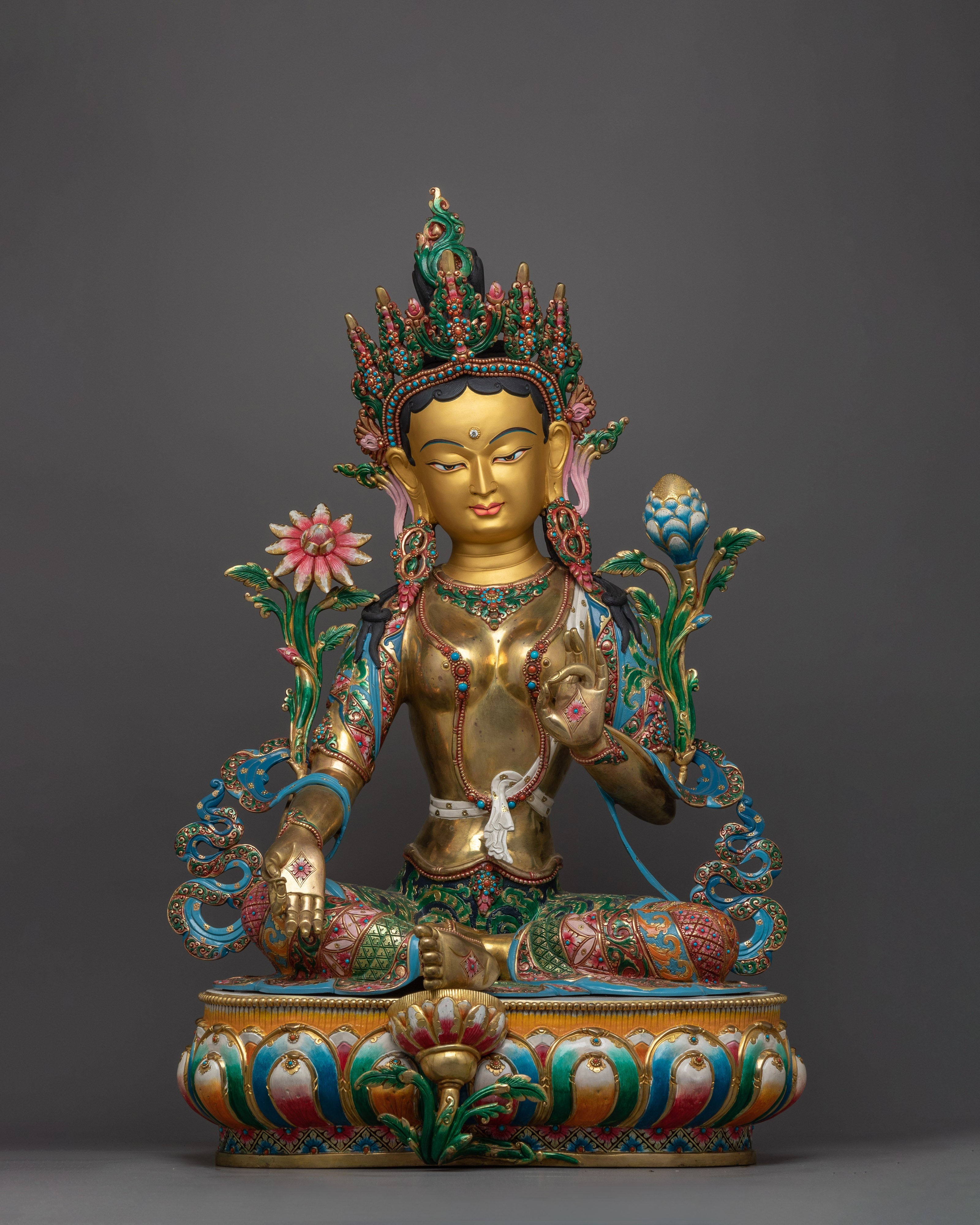 green-tara-beautiful-colored-sculpture
