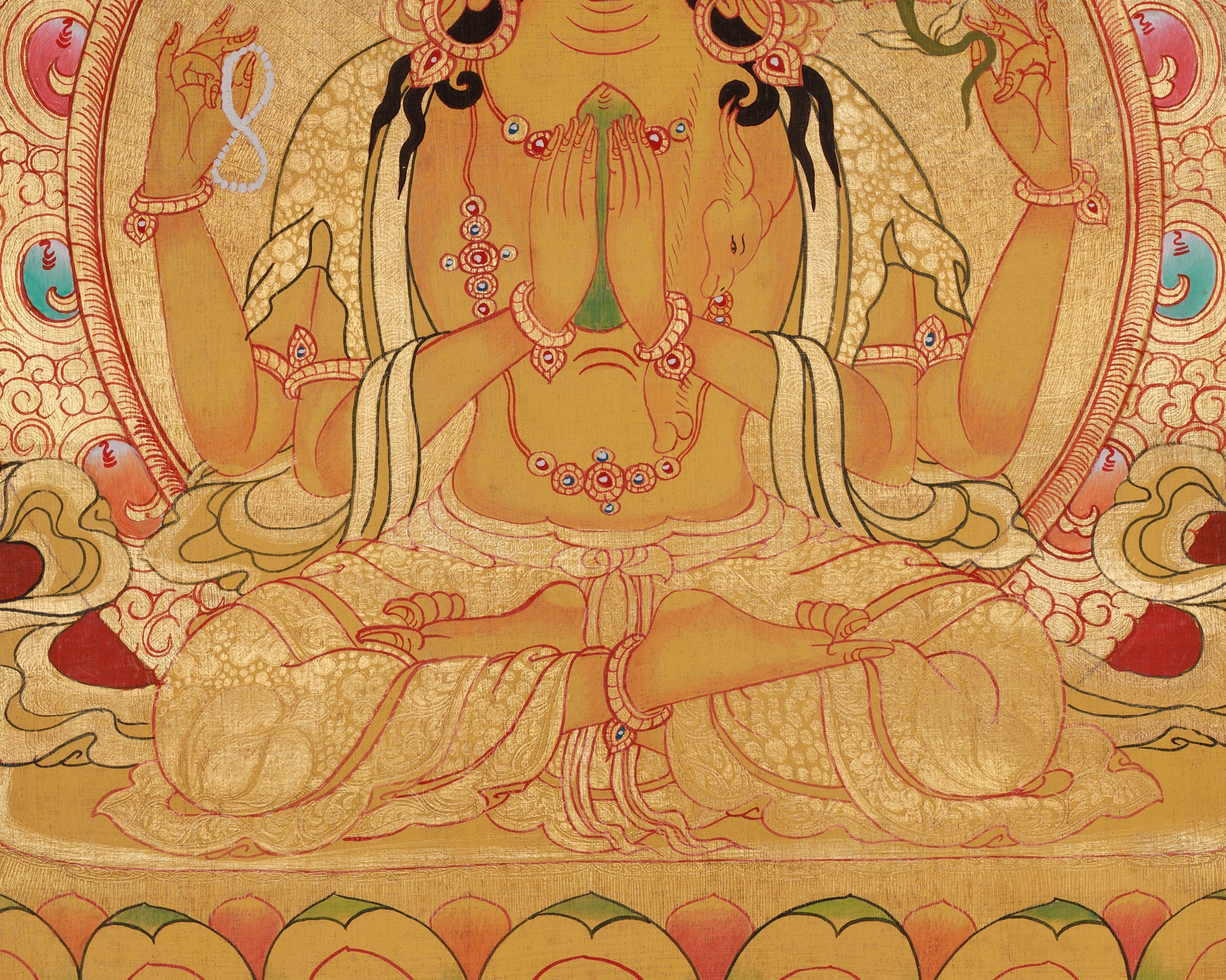 Chenrezig Sacred Buddhist Thangka | Avalokiteshvara Compassion Art