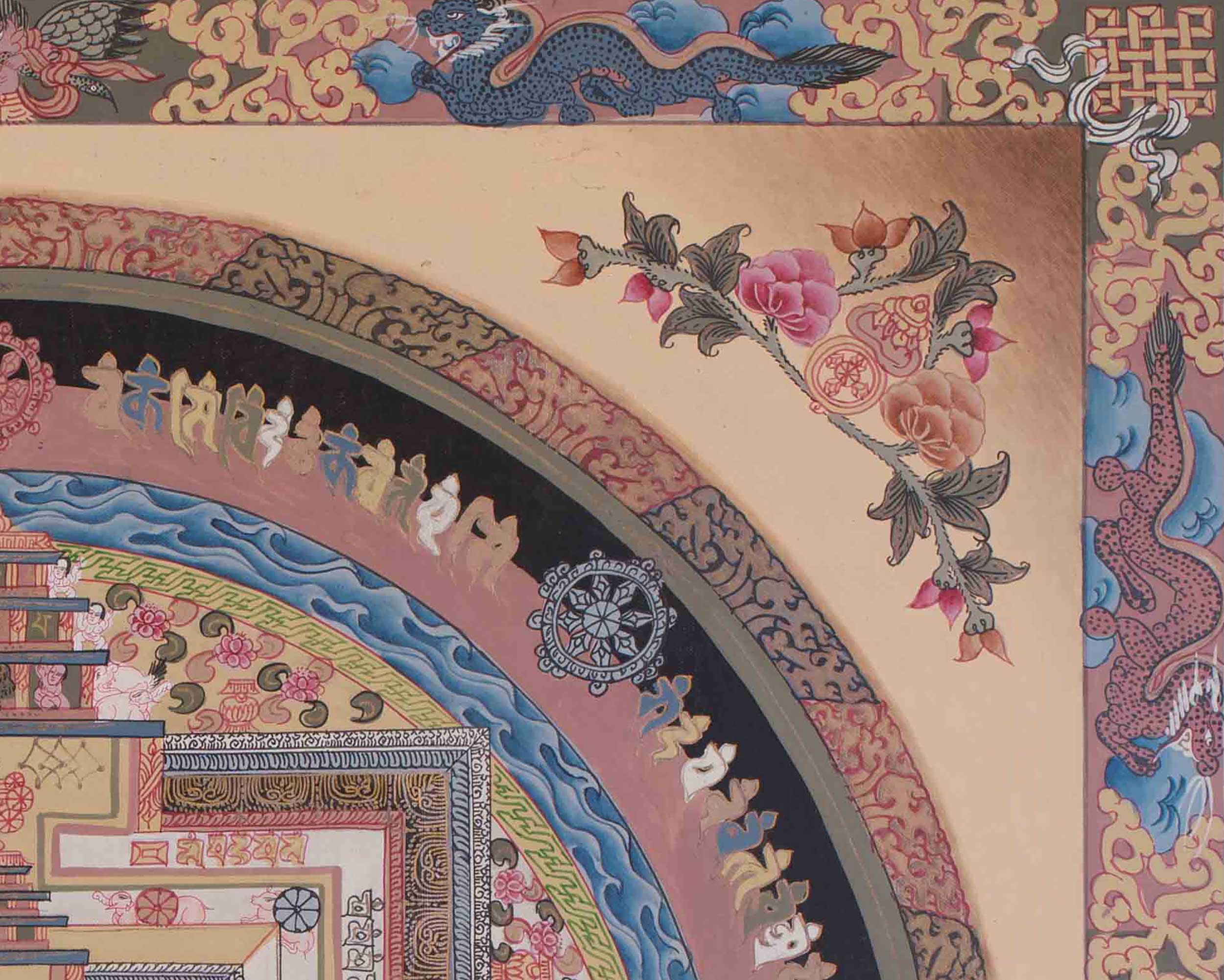 Tibetan Kalachakra Mandala Artwork | Symbol Of Time, Enlightenment, and Cosmic Balance | Meditation Altar