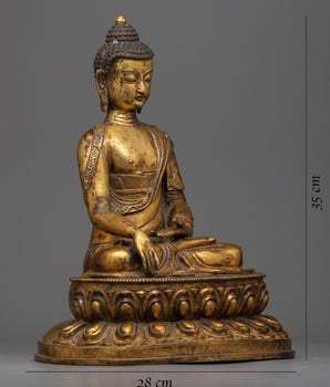 13.7" Antique Shakyamuni Buddha Statue | Handmade in Nepal