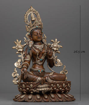 Green Tara Silver Handcrafted Statue | Symbol of Nepalese Artisans Artwork