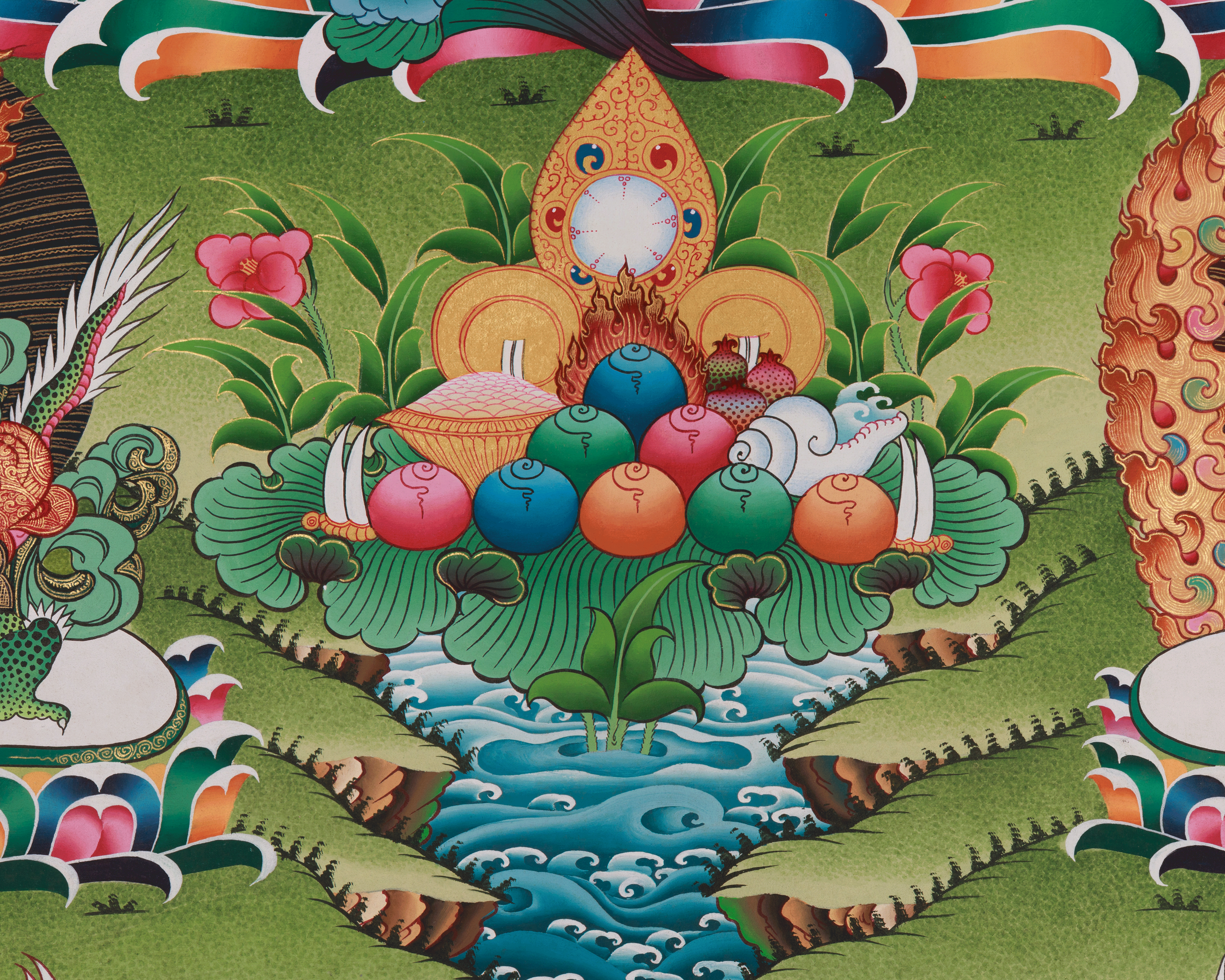 Five Dzambhala Thangka | Embodiments of Abundance in Tibetan Buddhism
