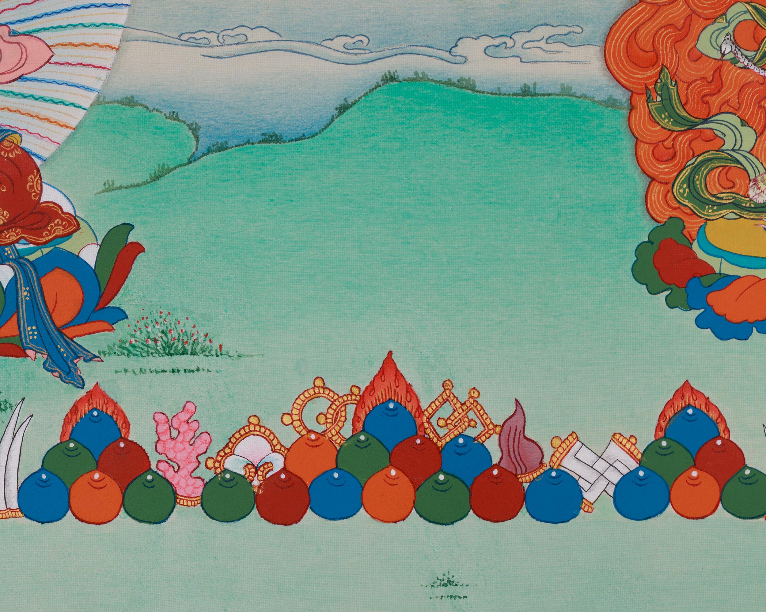 Chenrezig With Great Bodhisattvas Thangka | Wisdom Deity Manjushri | Vajrapani Art