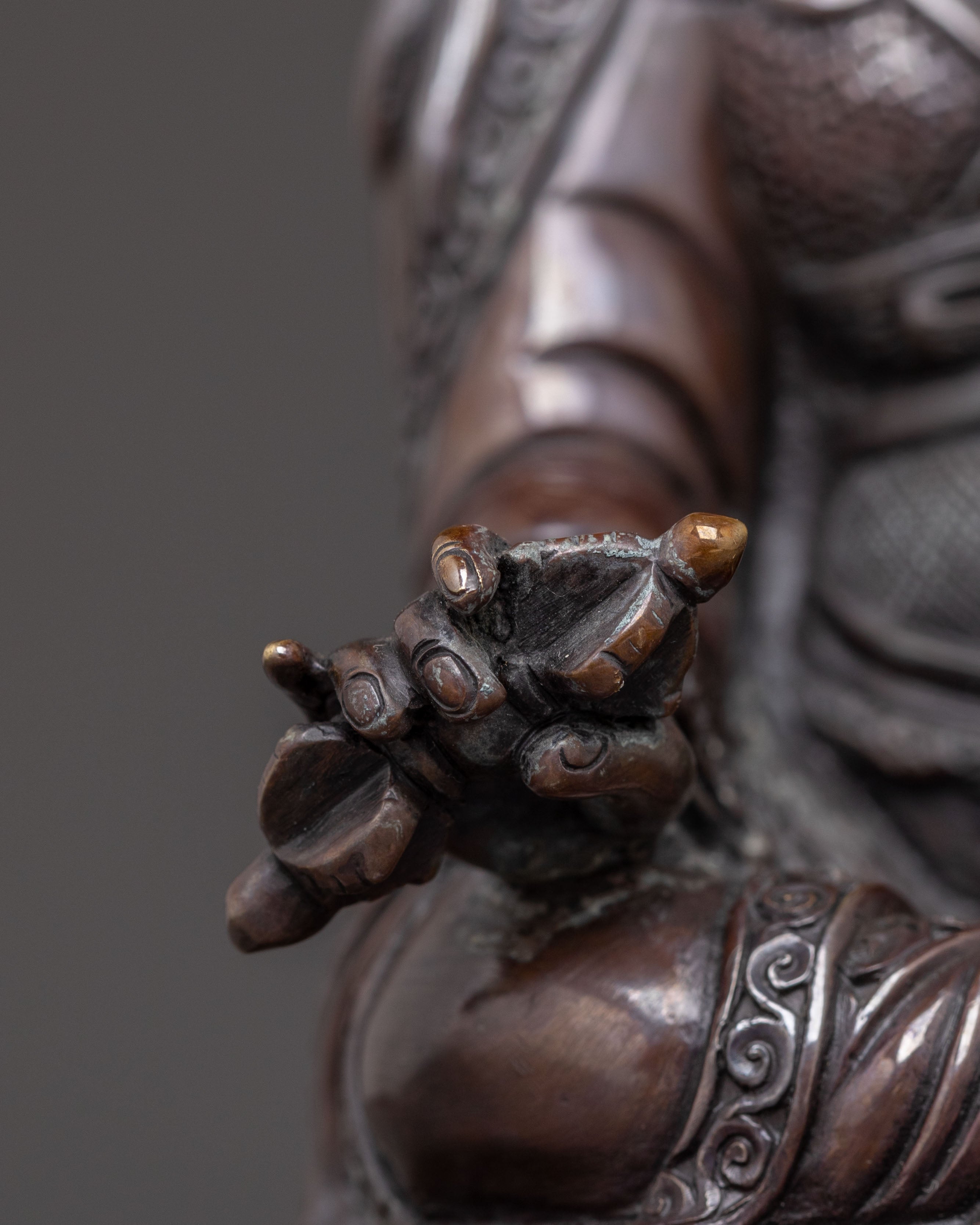 Guru Rinpoche Handcrafted Sacred Statue – Oxidized Copper