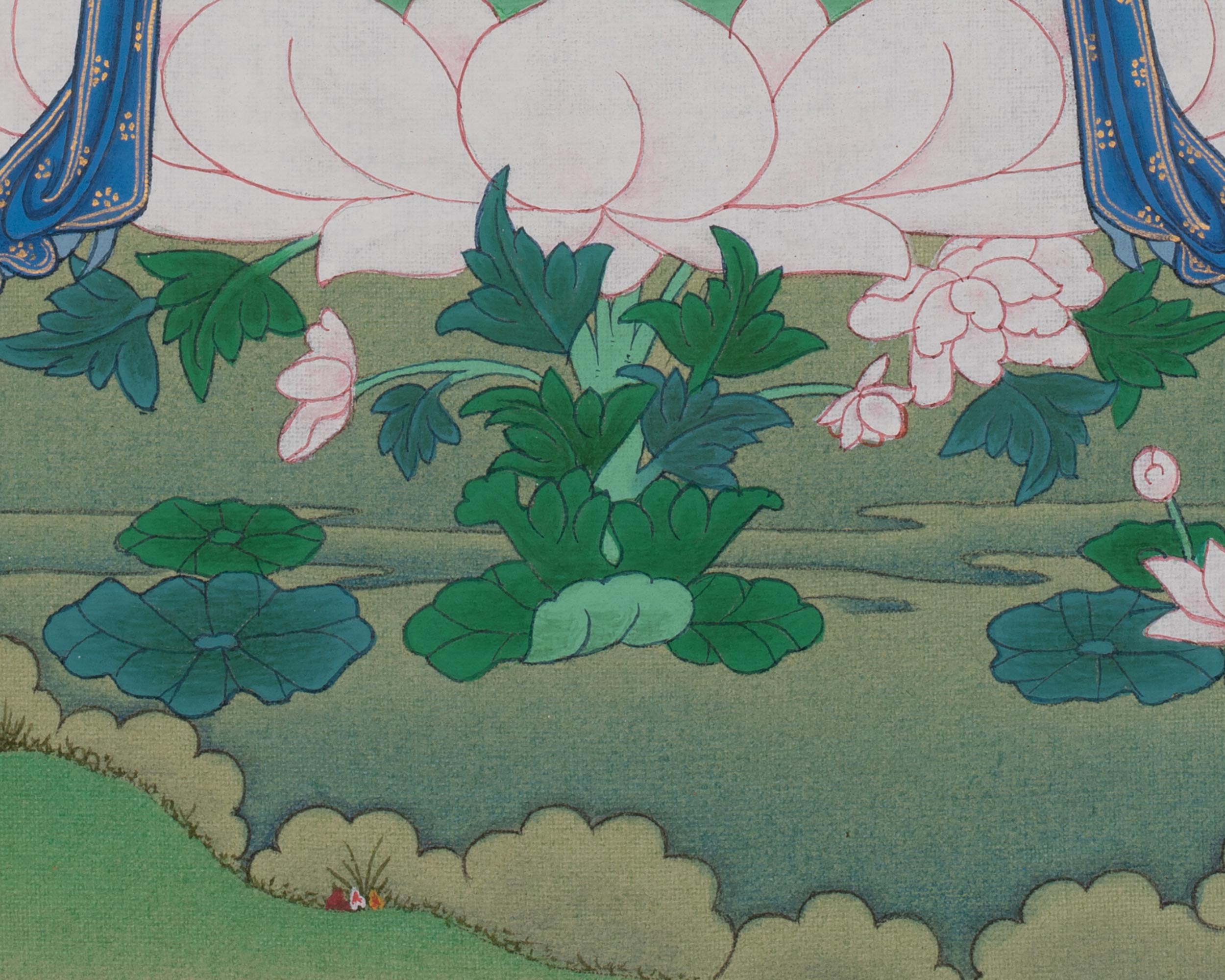 White Tara Compassion Thangka Art | Longevity Deity | Hand-painted Artwork