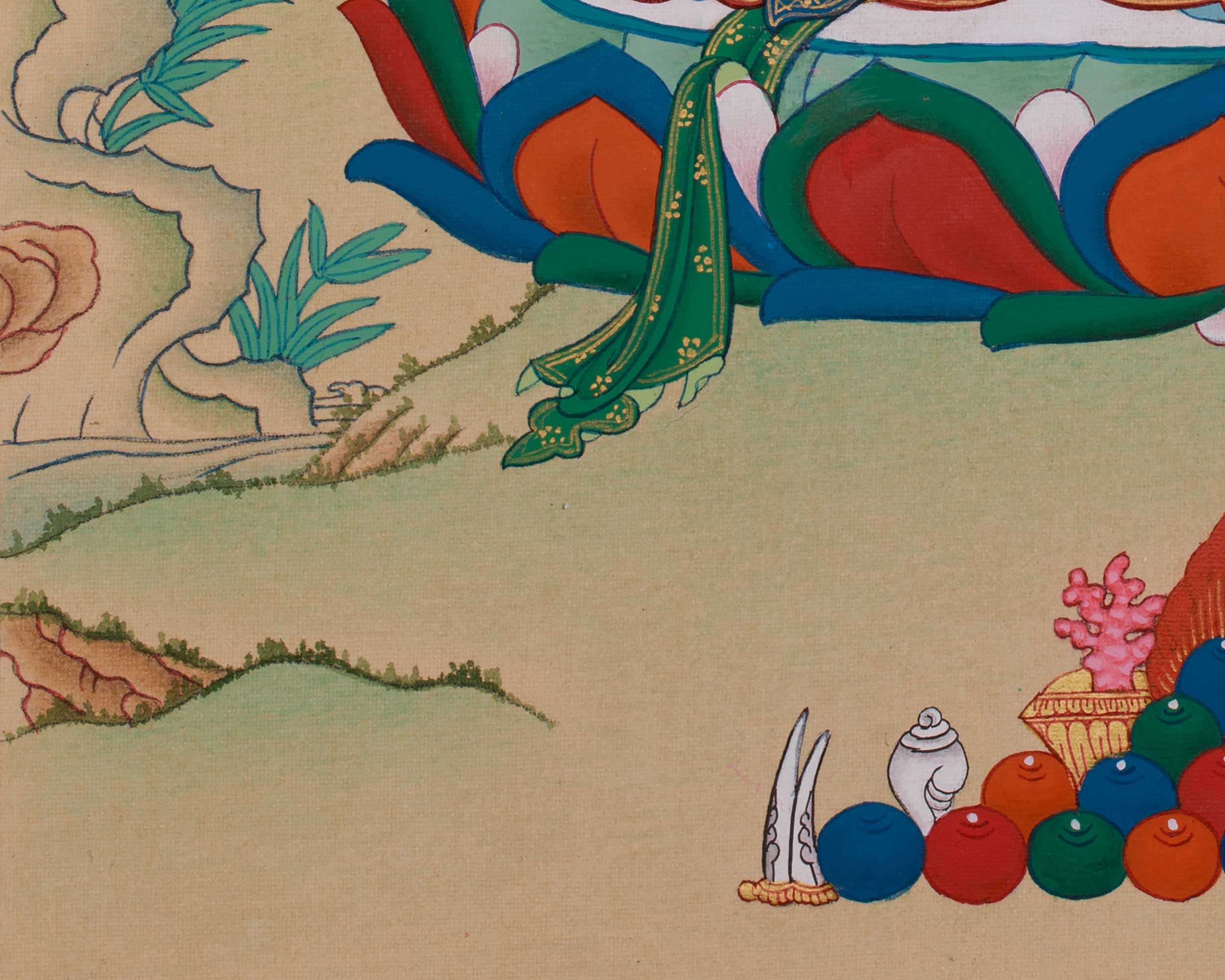Divine White Tara Goddess of Compassion | A Sacred Thangka of Healing and Protection