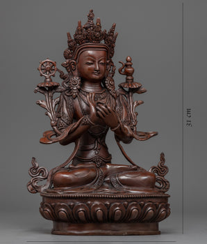 Maitreya The Future Buddha Sculpture | Oxidized Copper Artwork Of Buddhist Deity