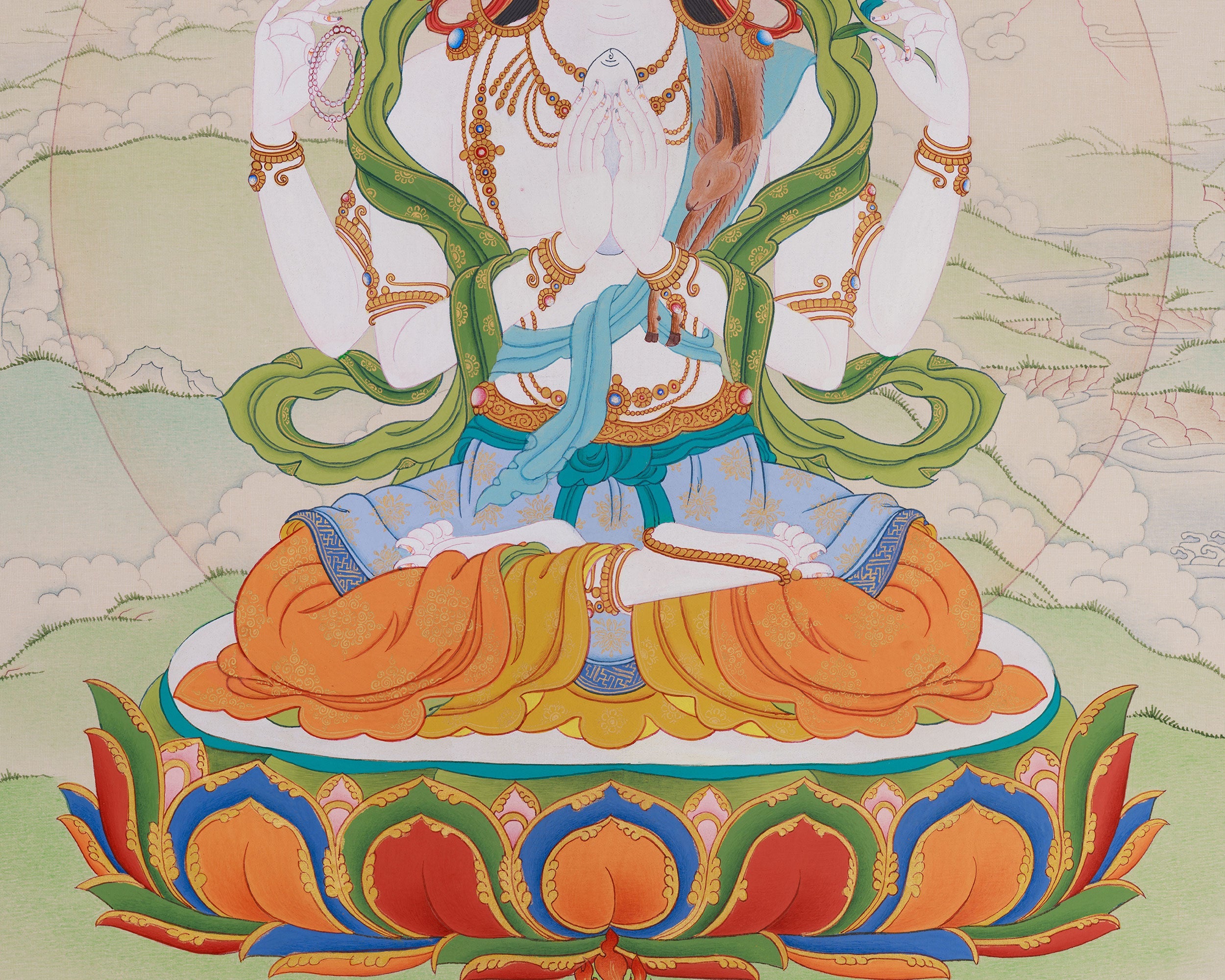 Divine Bodhisattva Chenrezig Painting | Symbol of Mercy and Protection