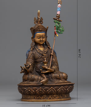 Traditionally Carved Lord Padmasambhava Statue | Buddhist Master Guru Rinpoche Sculpture