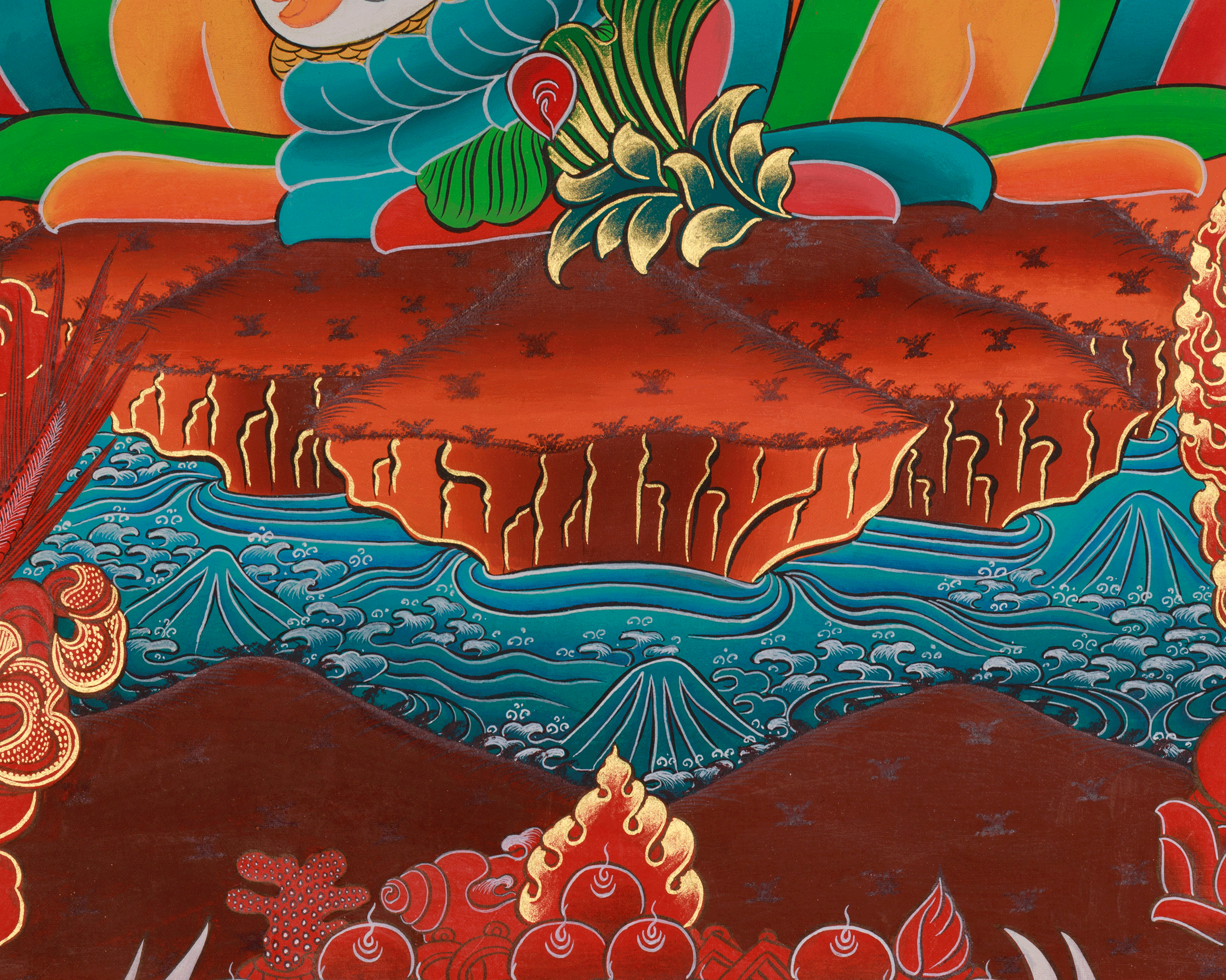 Traditional Five Dzambhala Thangka | Prosperity, Protection, and Abundance Deity