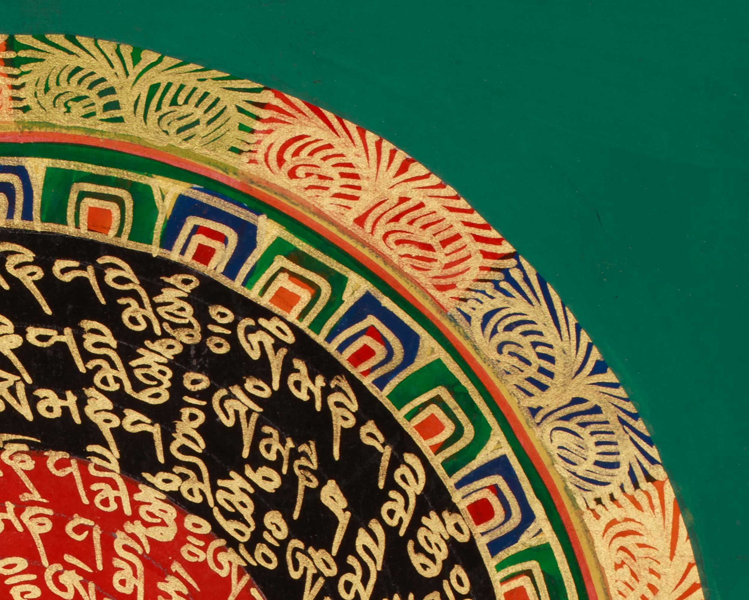 Hand-Painted Tibetan Mantra Mandala | Home Decor | Mindfulness Meditation Artwork