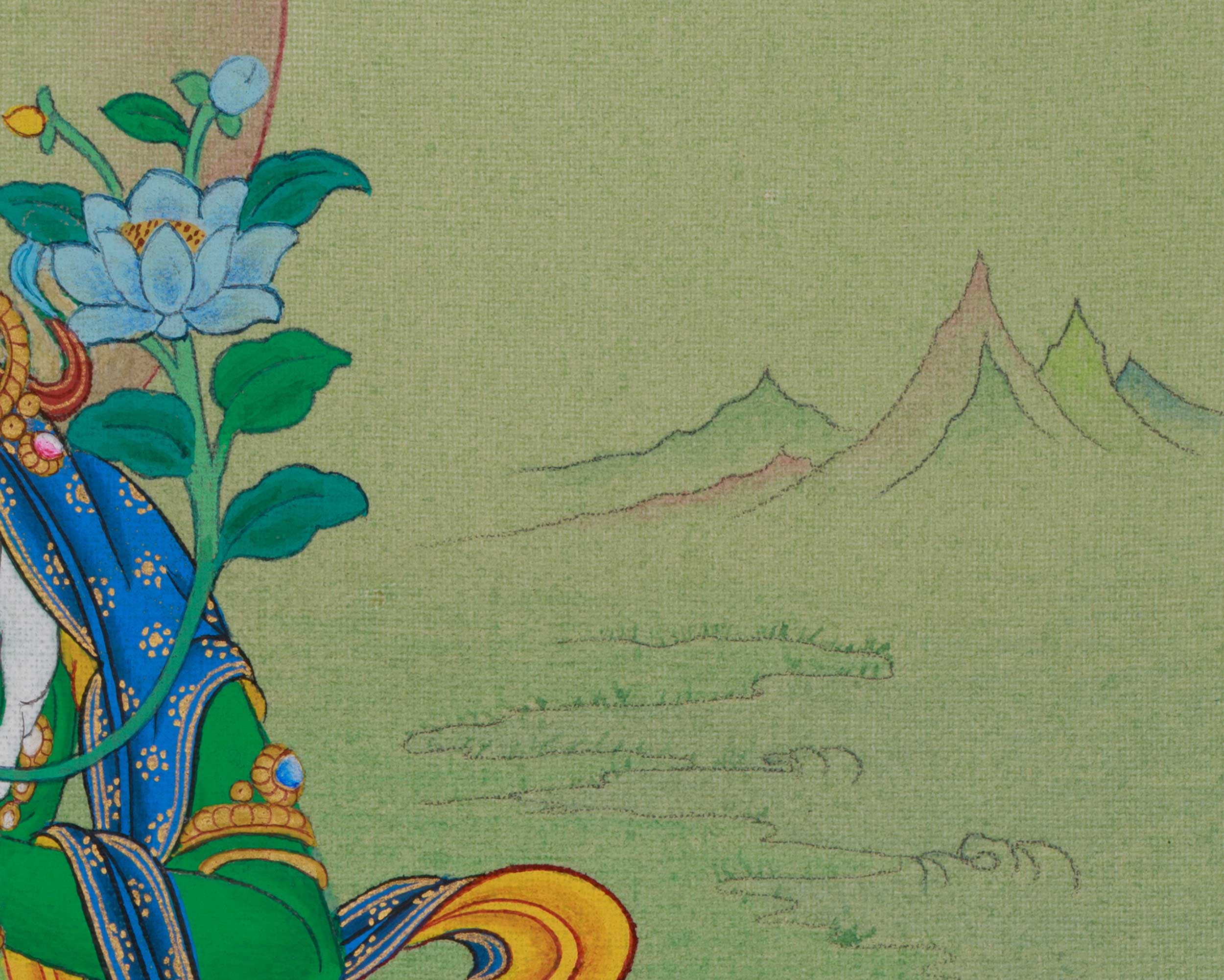 Deity of Compassion Green Tara Thangka | Divine Feminine Artwork