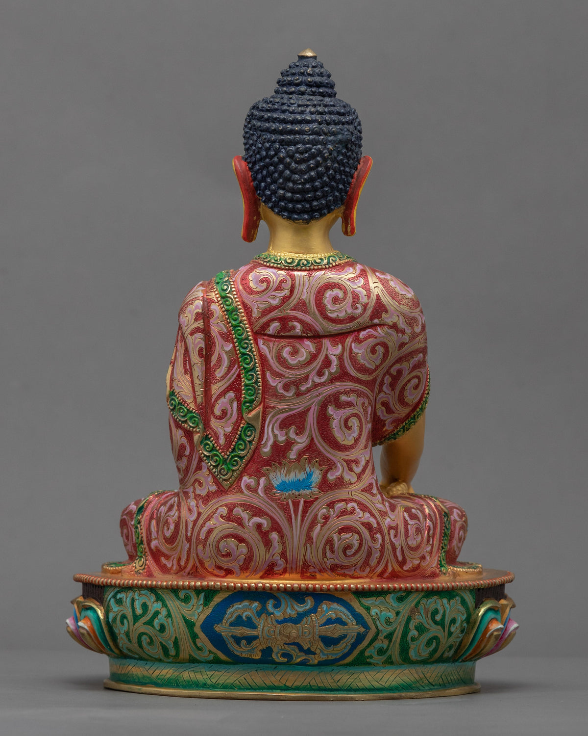 Acrylic Painted Colorful Buddha Statue | Gold-Plated Himalayan Artwork
