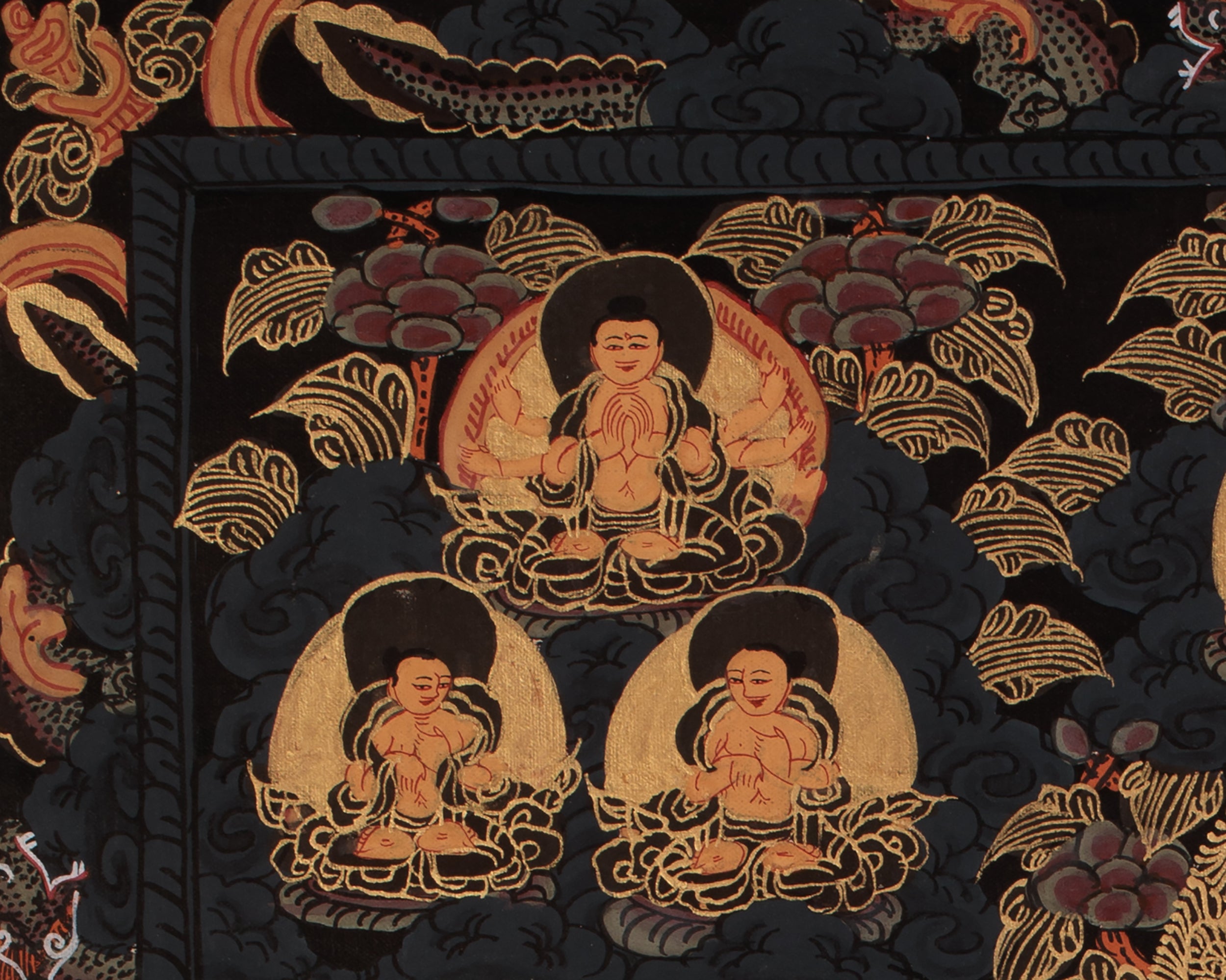 Triple Mandala of Buddha Thangka | Sacred Hand-Painted Buddhist Thangka Artwork