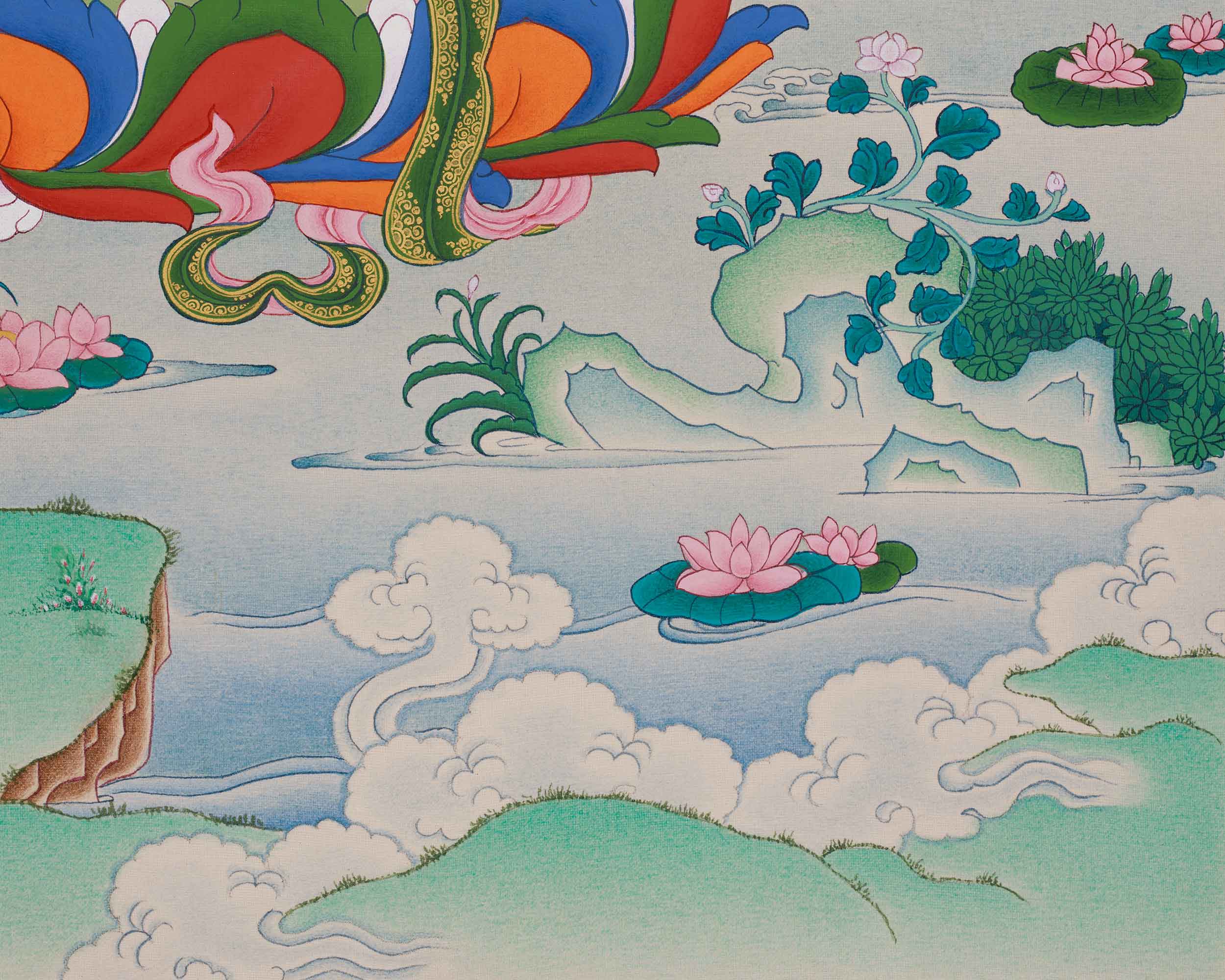 Traditional Thangka Of Manjushri | Wisdom Deity