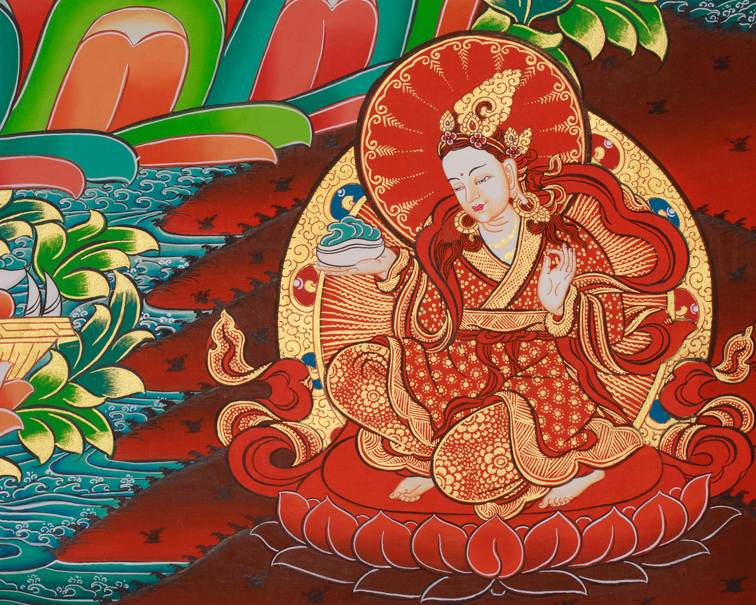 Himalayan Guru Rinpoche Art | Buddhist Master | Padmasambhava Thangka
