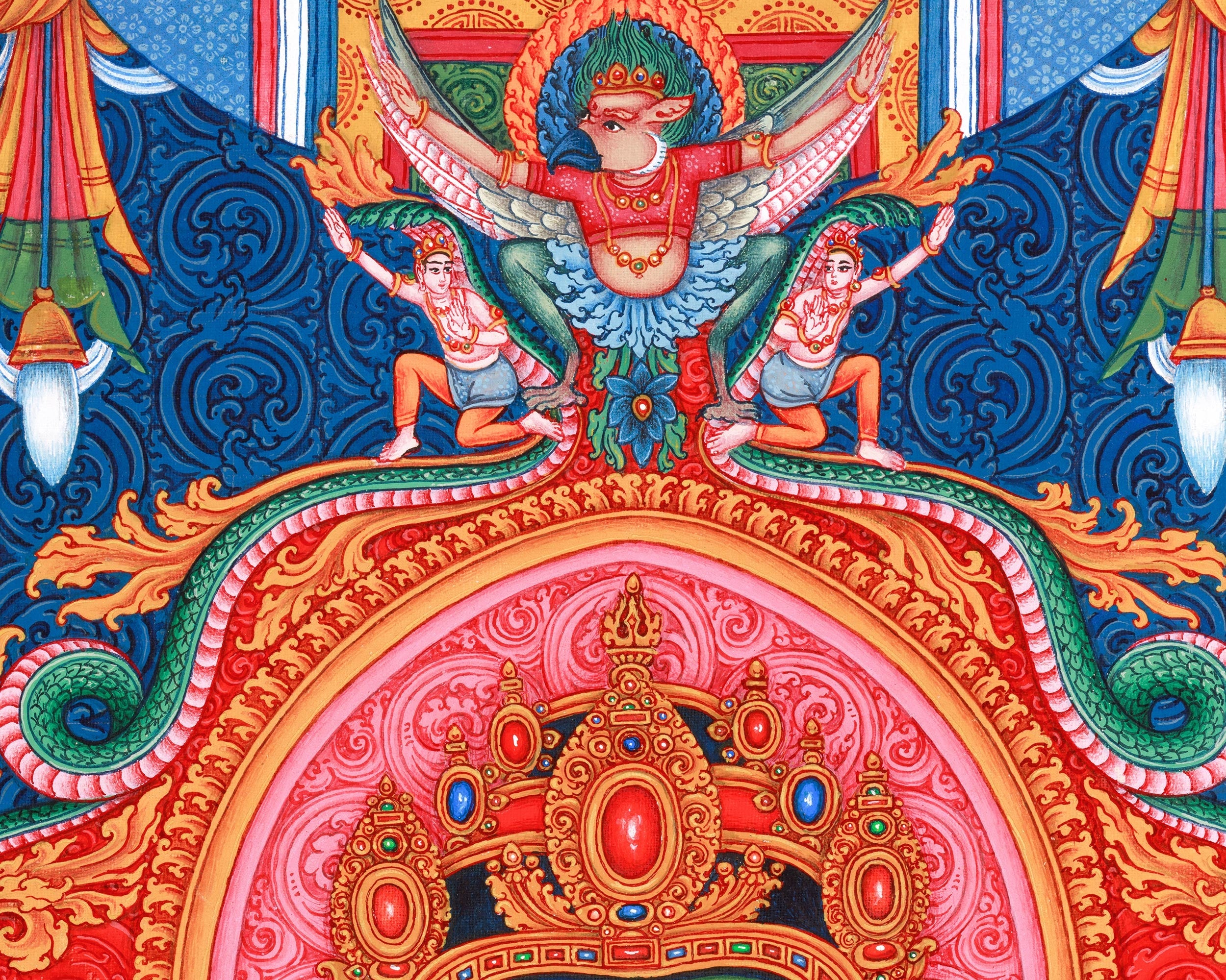 Amoghasiddhi Buddha Thangka Print | Buddha Giclee Canvas | Traditional Paubha Artwork