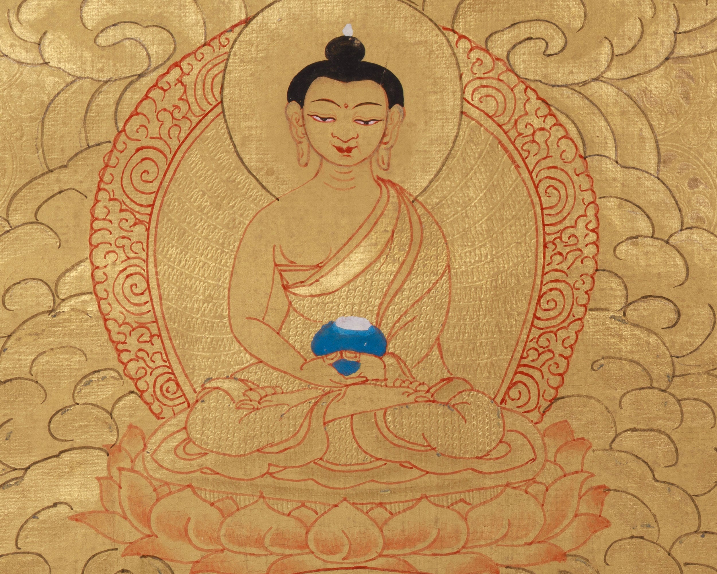 Traditional Thangka Of Four-Armed Chenrezig | With Buddha and Other Bodhisattvas