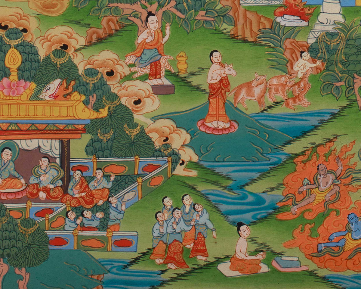 Shakyamuni Buddha Life History thangka | Siddhartha Gautama