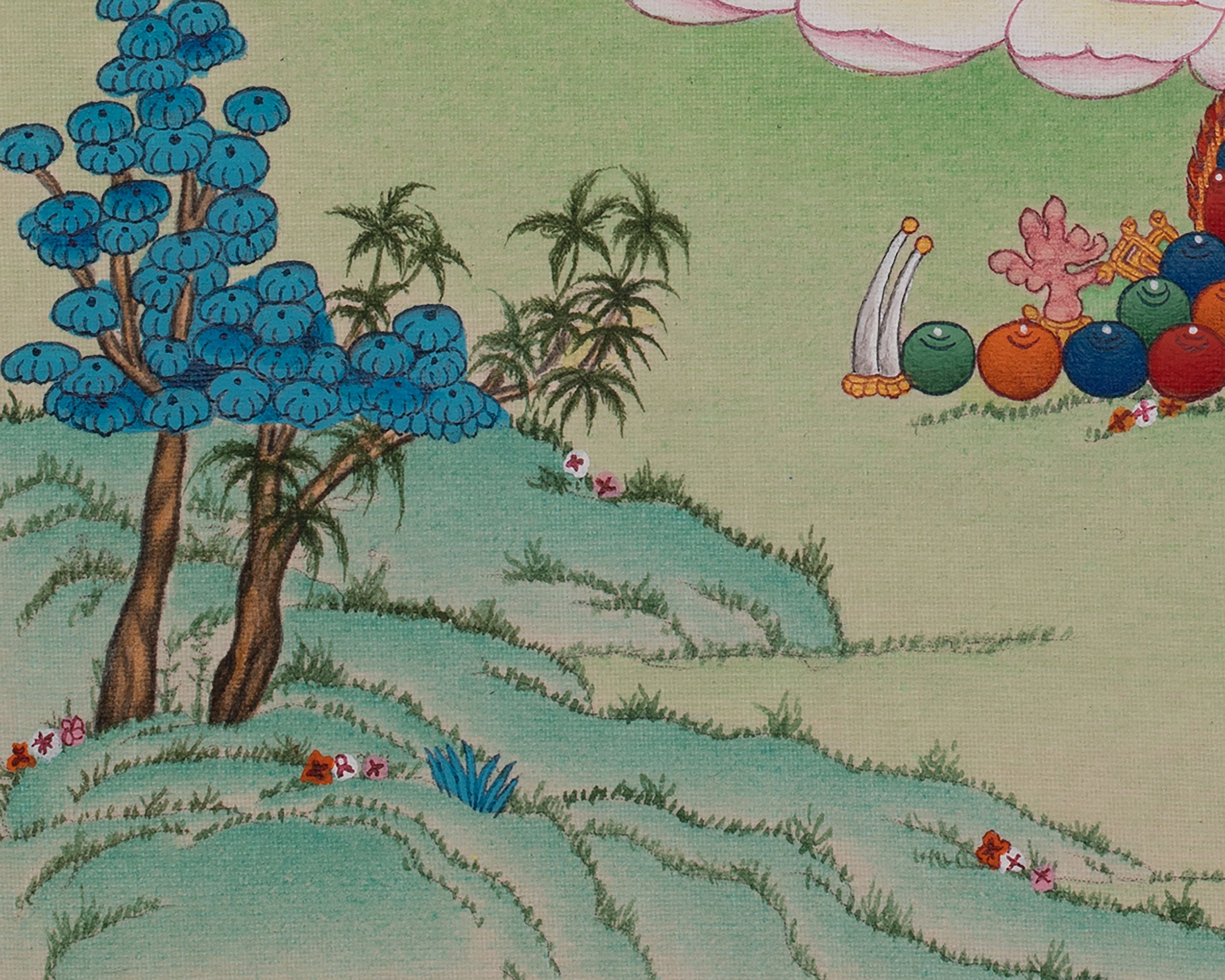 Hand Painted Chenrezig Thangka | Sacred Tibetan Artwork of Compassion and Wisdom