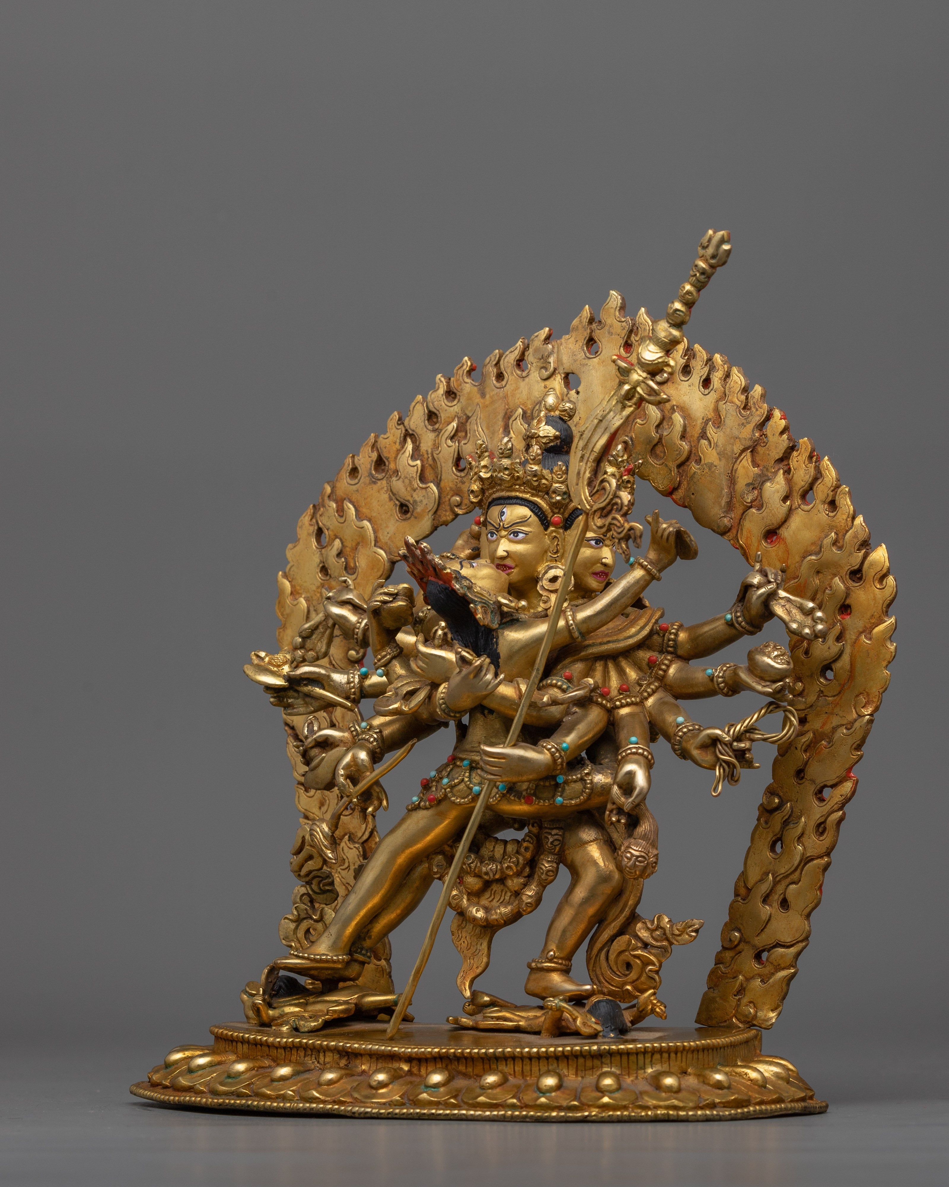 Handcrafted Tibetan Buddhist Chakrasambhara Sculpture | Perfect Altar Decor