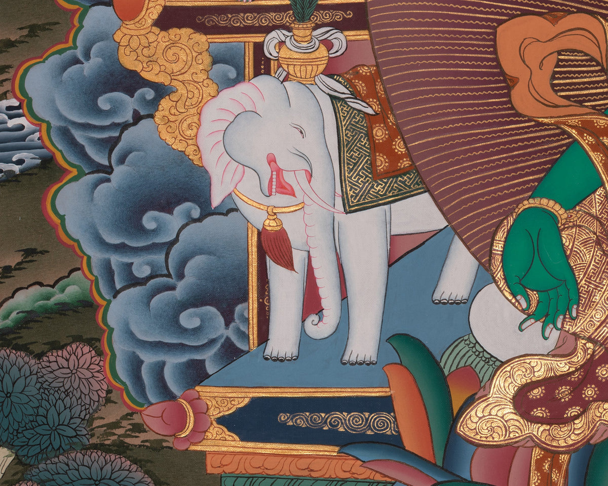 Green Tara Traditional Thangka Painting | Embodies Swift Compassion