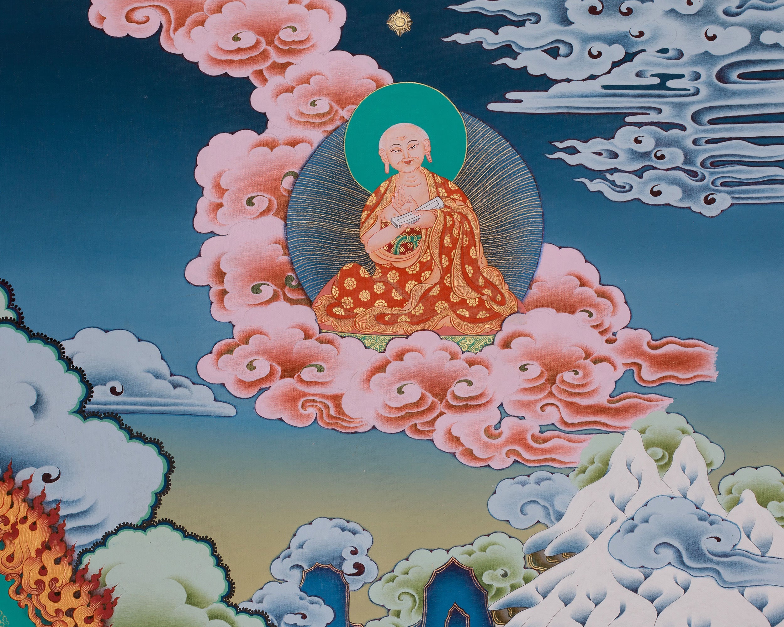 Sacred Thangka of Dhritarashtra | Heavenly King of the East