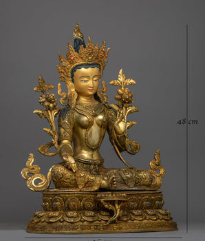 Antique Green Tara Figure | Handcrafted Symbol of Compassion