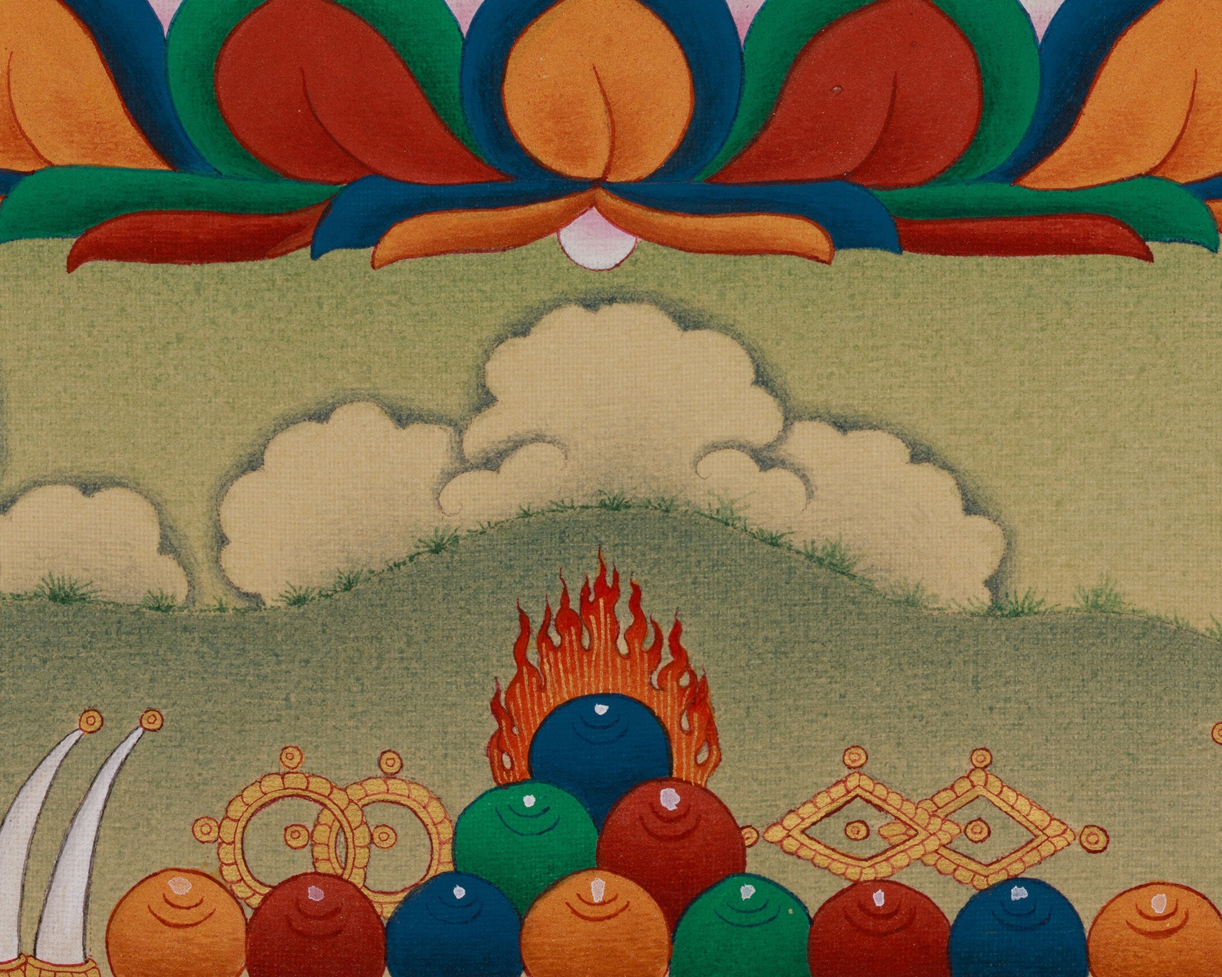 Tibetan White Tara With Amitabha Buddha Thangka | Healing And Longevity Deity