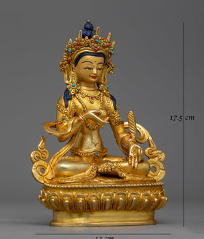 Kshitigarbha Gold Gilded Small Statue | Handcrafted Elegant Copper Artwork