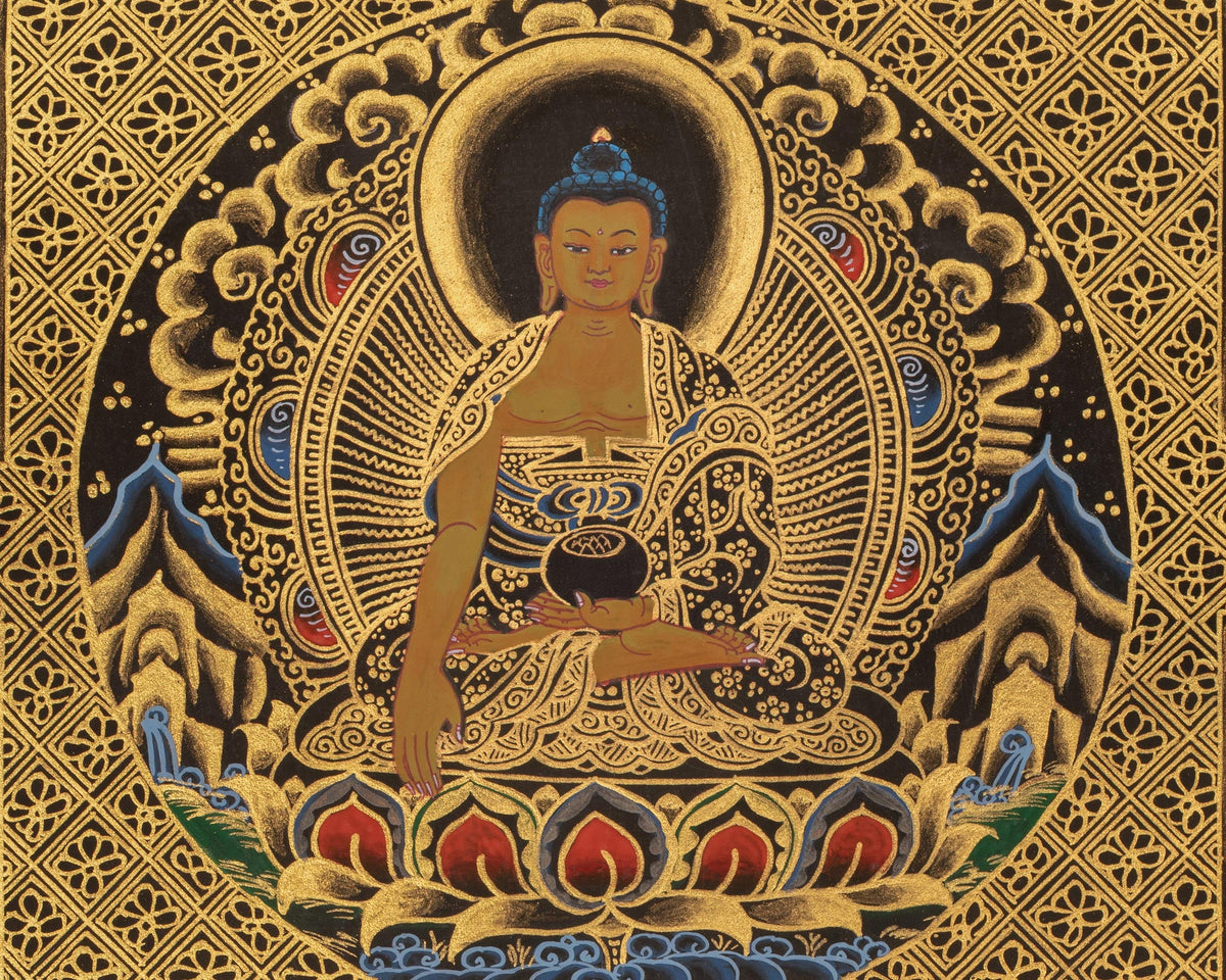 Buddha Mandala Vajrayana Art | Shakyamunin Buddhist Thangka | Wall Hanging