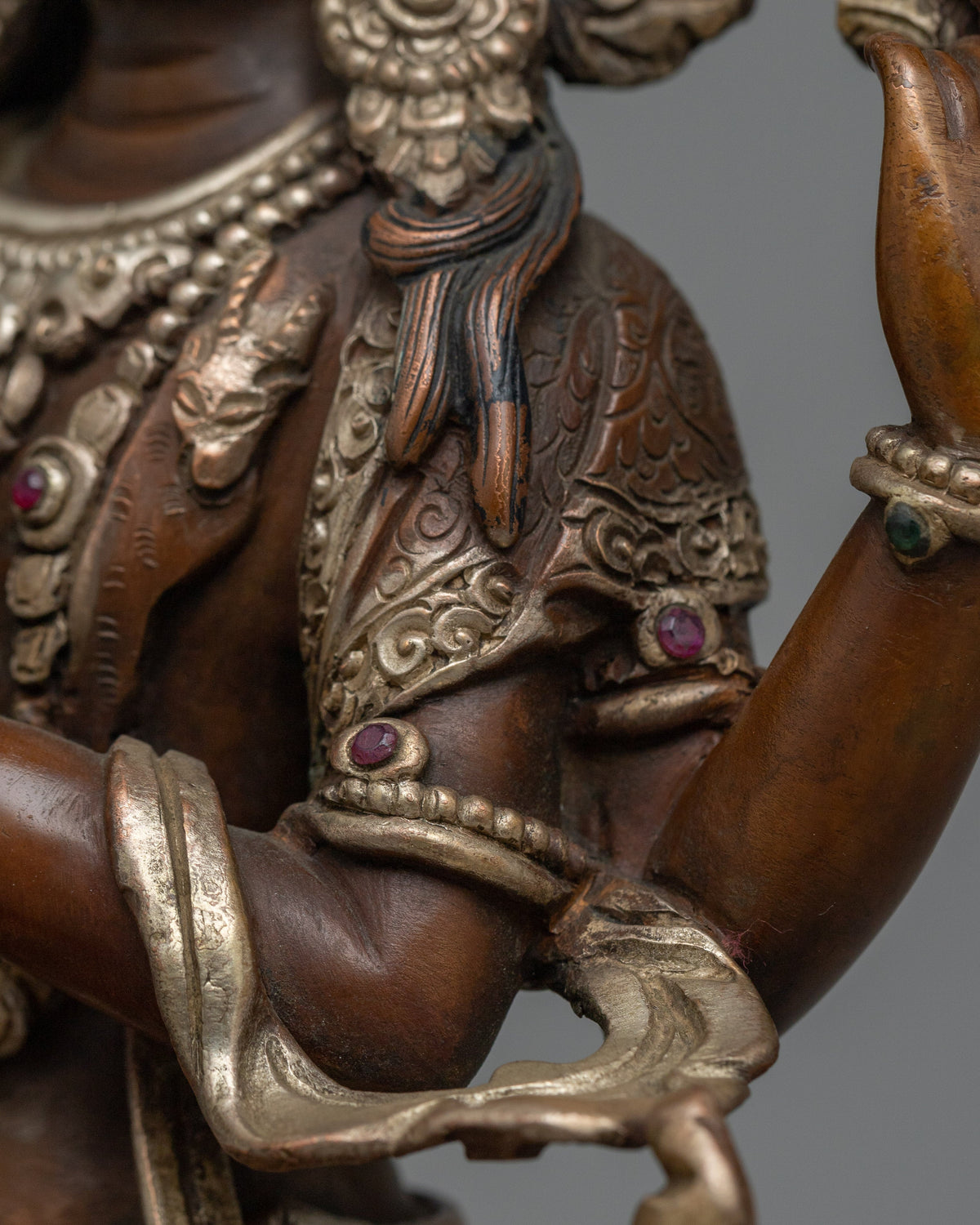 Chenrezig Silver Plated Oxidized 26cm Statue | Handcrafted Symbol of Compassion