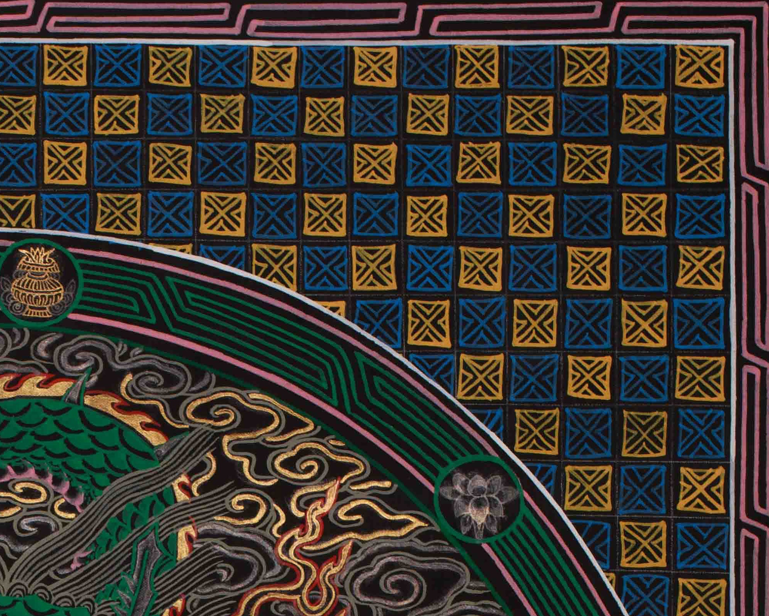 Traditional Dragon Mandala | Himalayan Art Of Spiritual Peace And Harmony | Meditation Altar