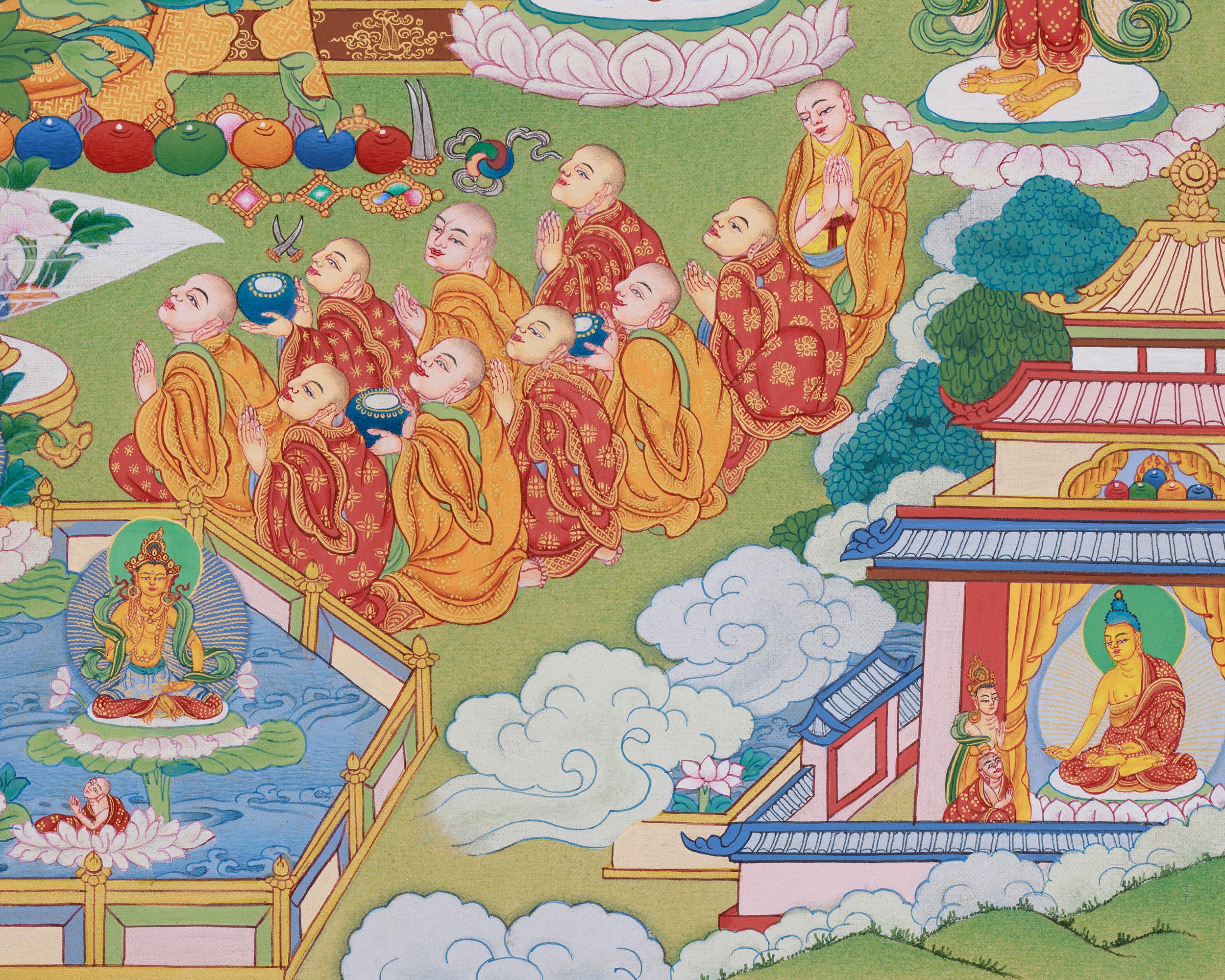 Amitabha Singham Thangka | The Buddha of Boundless Compassion and Light