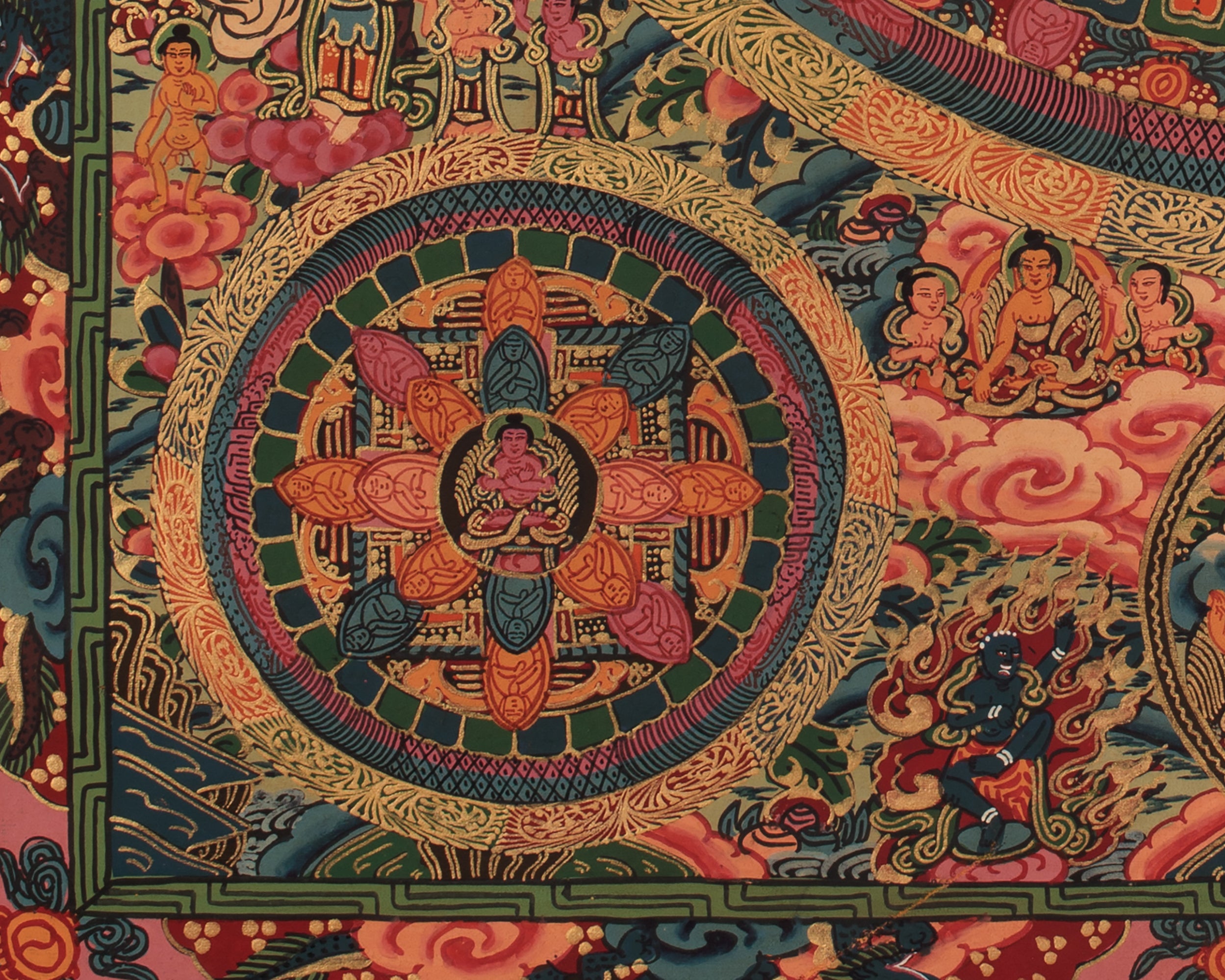 Buddha Mandala Hand Painted Art | Himalayan Artwork of Enlightenment and Spiritual Harmony