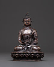 Amitabha Buddha: Handcrafted Golden Statue in Oxidized Copper