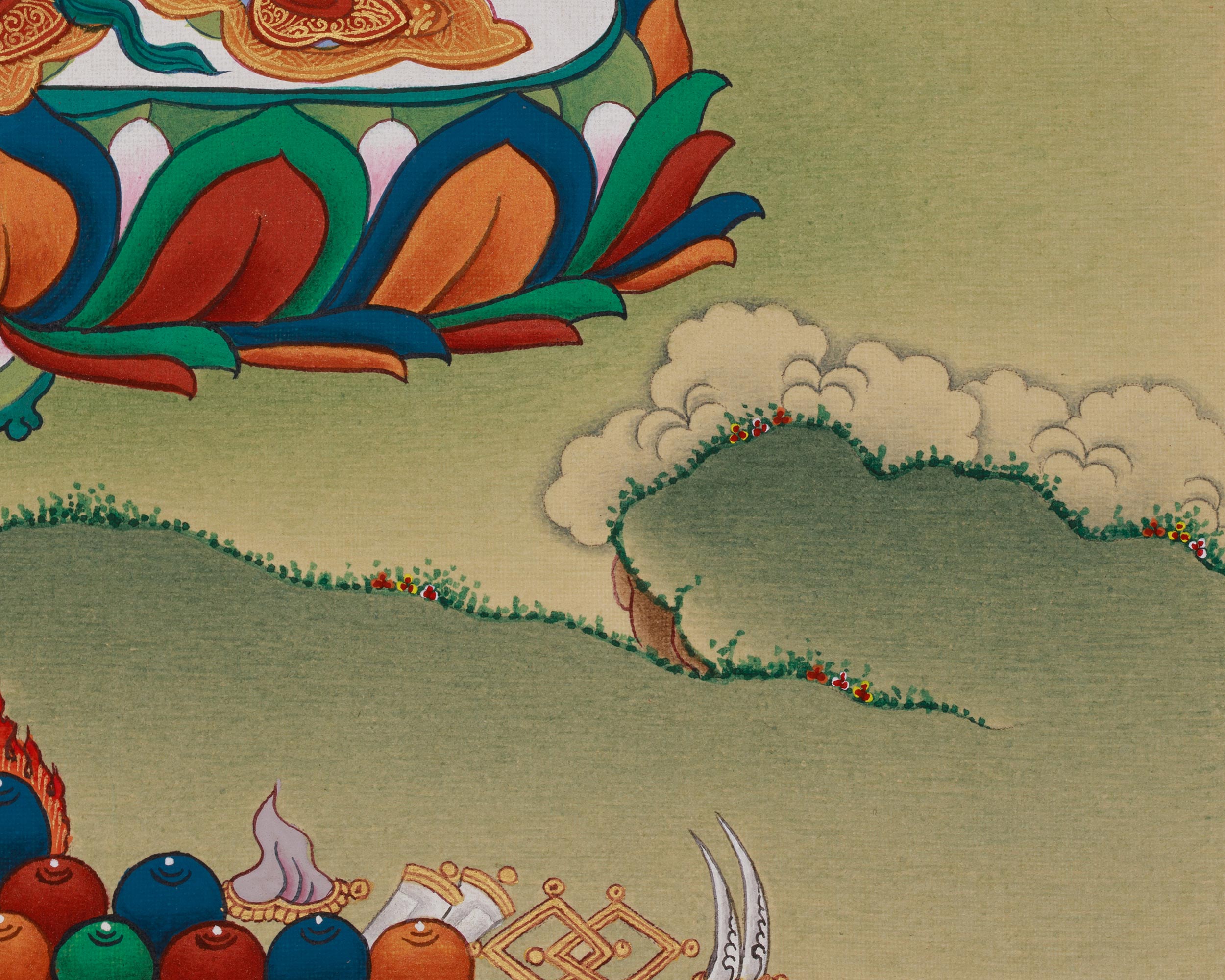 Green Tara with Amitabha Buddha Art | Swift Action Deity | Buddha of Infinite Light
