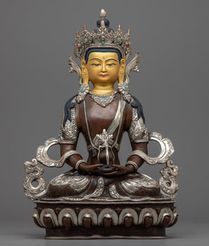 Amitayus Buddha Statue | Buddhist Sculpture Gilded in Gold and Silver