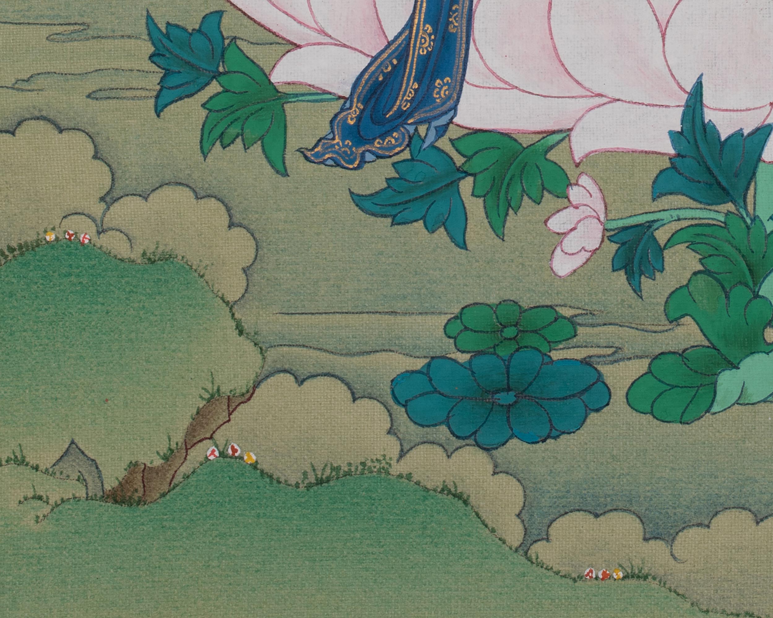 White Tara Compassion Symbol Thangka | Seven Eyed Deity | Himalayan Artwork