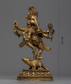 9 Inch Ganesha Statue | Antique Finish Elephant Headed Deity