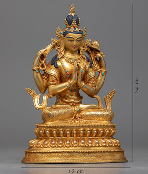 Four Armed Bodhisattva Chenrezig Statue | Traditional Buddhist Statue of Bodhisattva