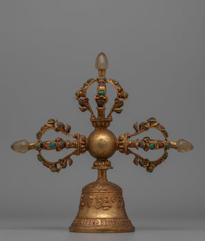 Buddhist Ritual Bell with Double Vajra