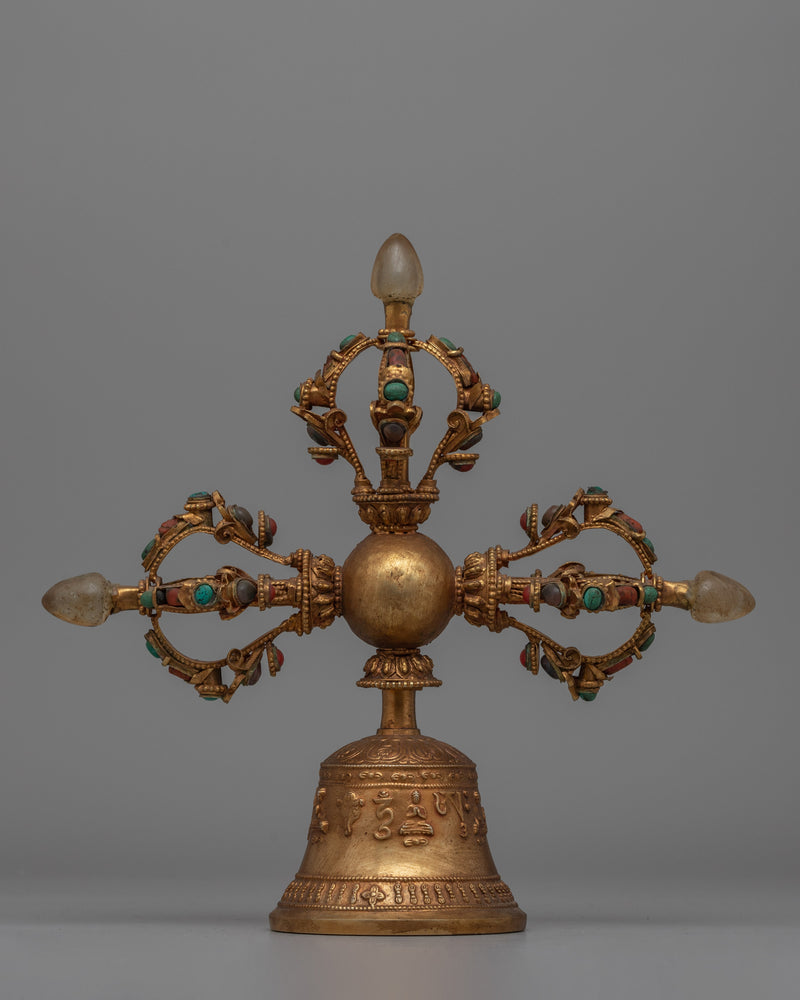 Buddhist Ritual Bell with Double Vajra