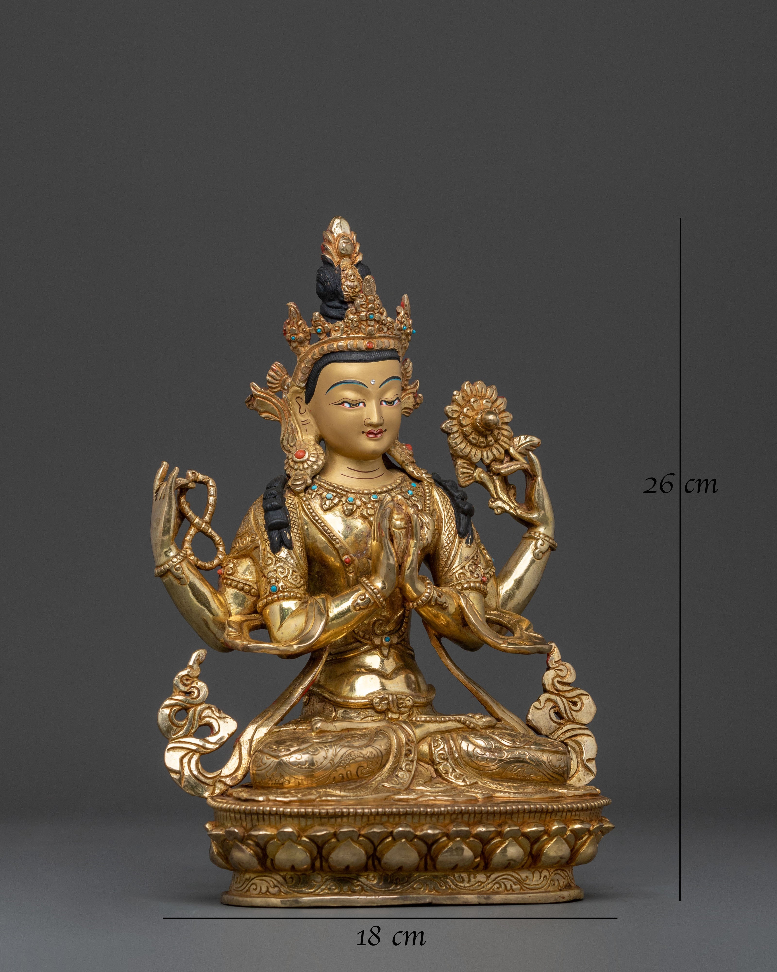 Four Armed Chenrezig Bodhisattva Statue | Himalayan Buddhist Art