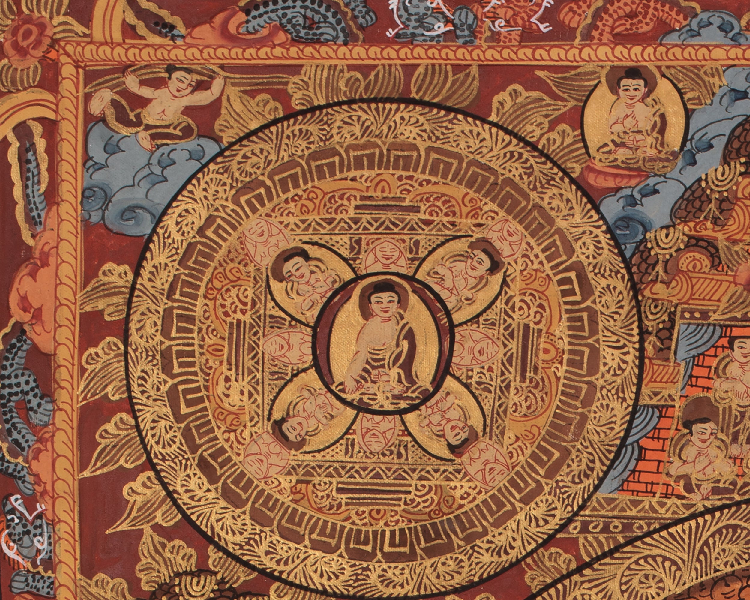 Tibetan Pancha Buddha Mandala | Representing Enlightened Wisdom